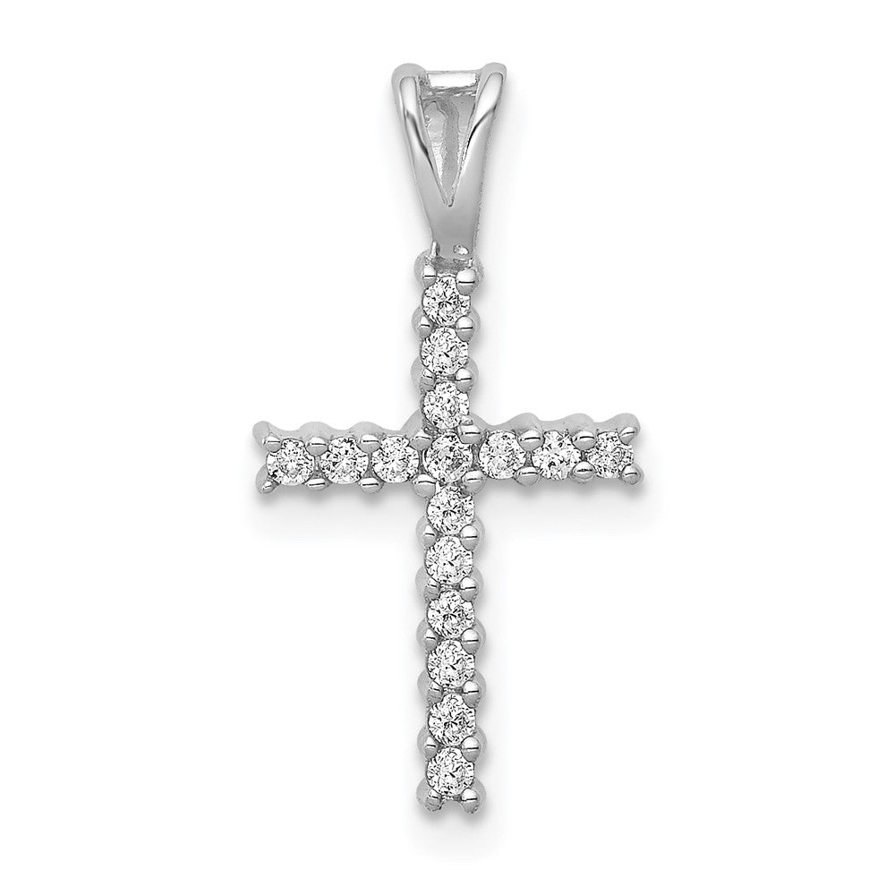 LGGC 14k White Gold 1/6 carat Lab Grown Diamond VS/SI+ G+ Complete Cross Pendant