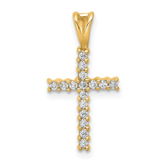 14k 1/6 carat Lab Grown Diamond VS/SI+ G+ Complete Cross Pendant