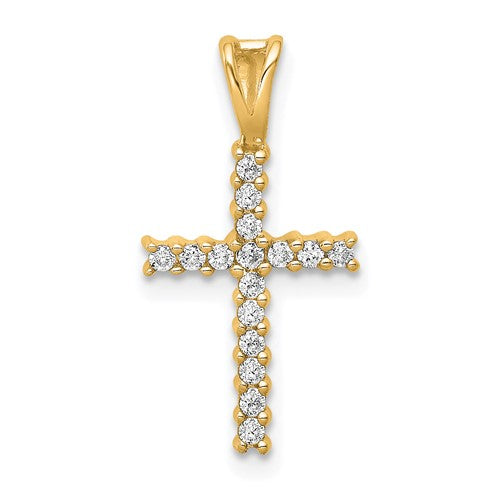 14k 1/6 carat Lab Grown Diamond VS/SI+ G+ Complete Cross Pendant