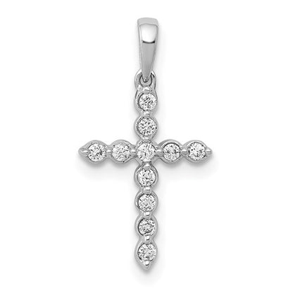 LGWP 14k White Gold 1/10 carat Lab Grown Diamond VS/SI+ G+ Complete Cross Pendant