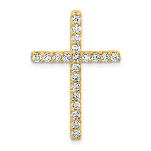 14k 1/2 carat Lab Grown Diamond VS/SI+ G+ Complete Cross Chain Slide Pendant