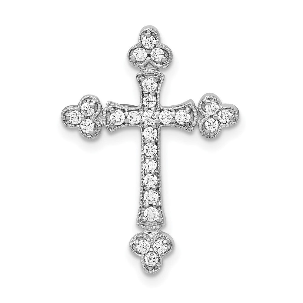 LGWP 14k White Gold 1/4 carat Lab Grown Diamond VS/SI+ G+ Complete Cross Chain Slide Pendant