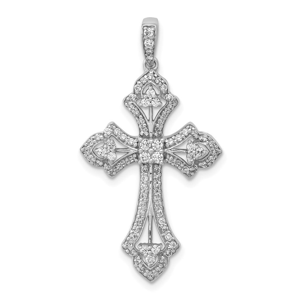 LGGC 14k White Gold 1/2 carat Lab Grown Diamond VS/SI+ G+ Complete Fashion Cross Pendant