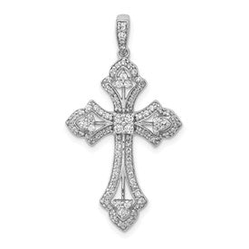 LGGC 14k White Gold 1/2 carat Lab Grown Diamond VS/SI+ G+ Complete Fashion Cross Pendant