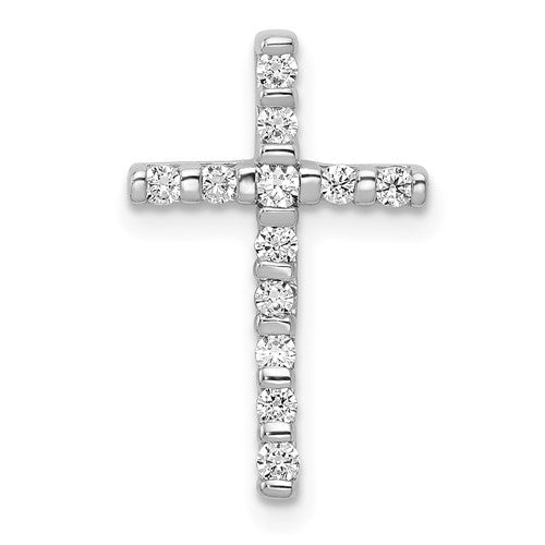 LGGC 14k White Gold 1/4 carat Lab Grown Diamond VS/SI+ G+ Complete Cross Chain Slide Pendant