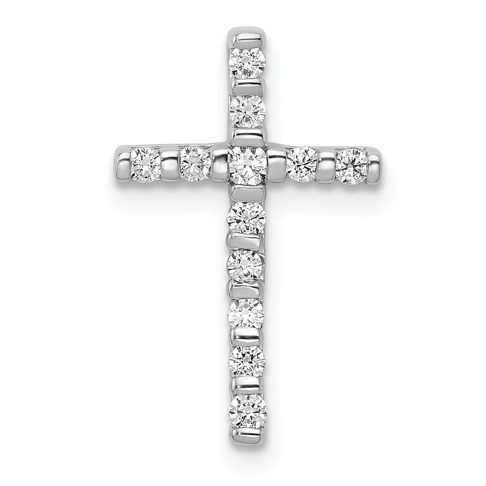 LGGC 14k White Gold 1/4 carat Lab Grown Diamond VS/SI+ G+ Complete Cross Chain Slide Pendant