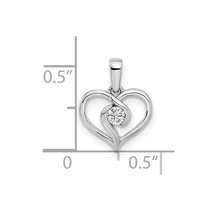 LGWP 14k White Gold 1/10 carat Lab Grown Diamond VS/SI+ G+ Complete Heart Pendant