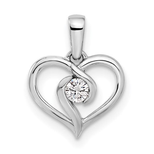 LGWP 14k White Gold 1/10 carat Lab Grown Diamond VS/SI+ G+ Complete Heart Pendant