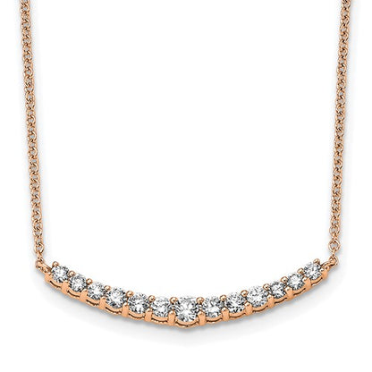 LGYN 14K Rose Gold 1/2 carat Lab Grown Diamond VS+ F+ 18 in Complete Fashion Bar Necklace