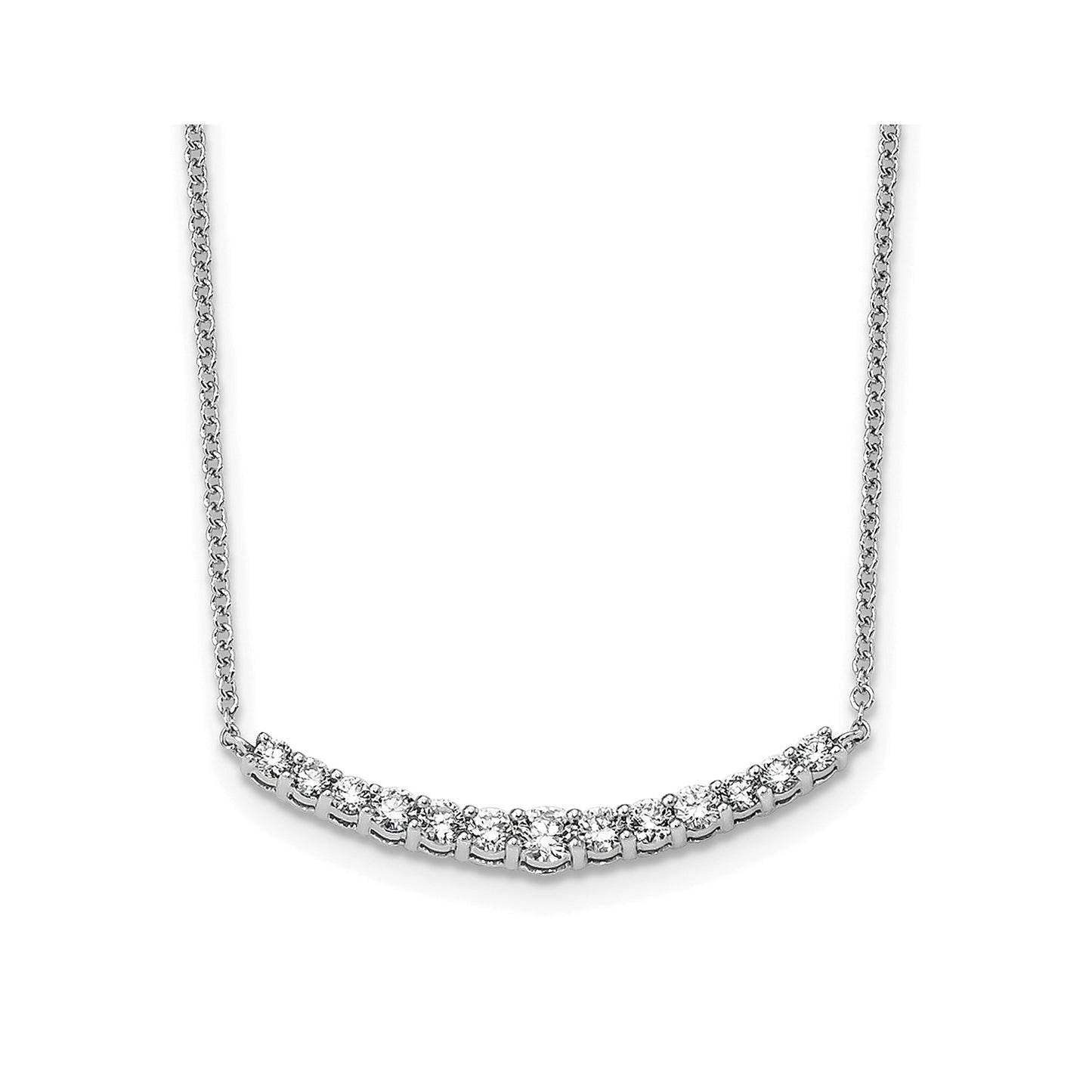 True Origin 14k White Gold 1/2 carat Lab Grown Diamond VS DEF 18 inch Fashion Bar Necklace