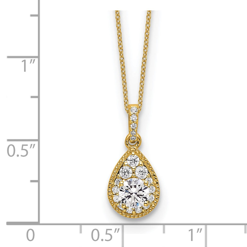 LGGN 14k 1/2 carat Lab Grown Diamond VS/SI+ G+ Complete 18 inch Teardrop Halo Pendant Necklace