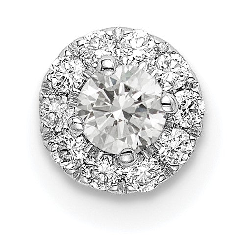 14k White Gold 1/4 carat Lab Grown Diamond VS/SI+ G+ Round Halo Chain Slide Pendant