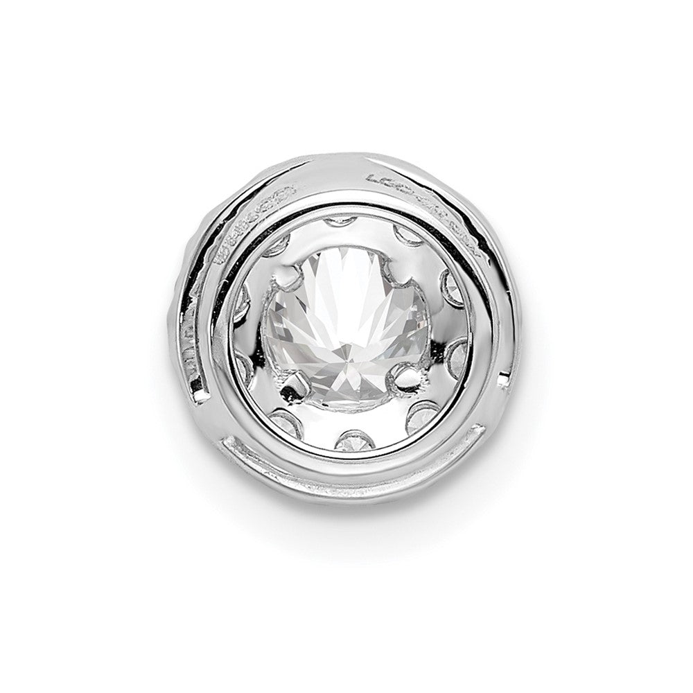 14k White Gold 3/4 carat Lab Grown Diamond VS/SI+ G+ Round Halo Chain Slide Pendant