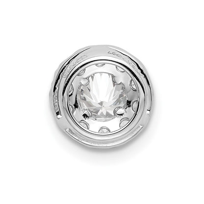 14k White Gold 3/4 carat Lab Grown Diamond VS/SI+ G+ Round Halo Chain Slide Pendant