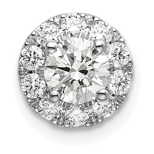 14k White Gold 3/4 carat Lab Grown Diamond VS/SI+ G+ Round Halo Chain Slide Pendant