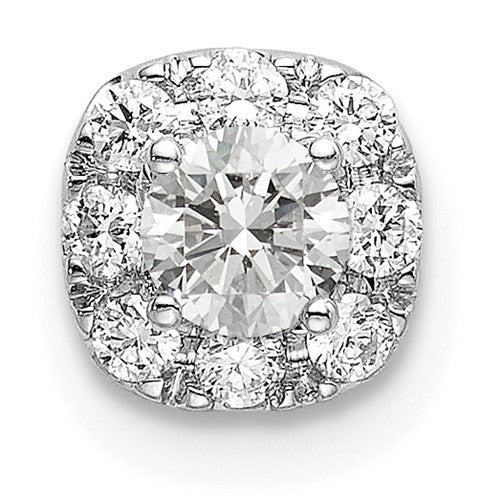 14k White Gold 1/3 carat Lab Grown Diamond VS/SI+ G+ Complete Cushion Halo Chain Slide Pendant