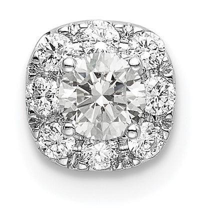 14k White Gold 1/3 carat Lab Grown Diamond VS/SI+ G+ Complete Cushion Halo Chain Slide Pendant