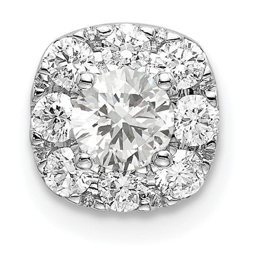 LGWP 14k White Gold 1/2 carat Lab Grown Diamond VS/SI+ G+ Complete Cushion Halo Chain Slide Pendant