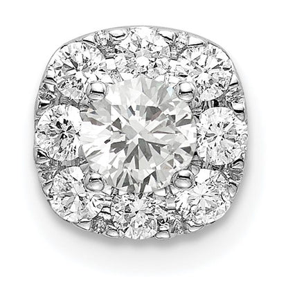 LGWP 14k White Gold 1/2 carat Lab Grown Diamond VS/SI+ G+ Complete Cushion Halo Chain Slide Pendant