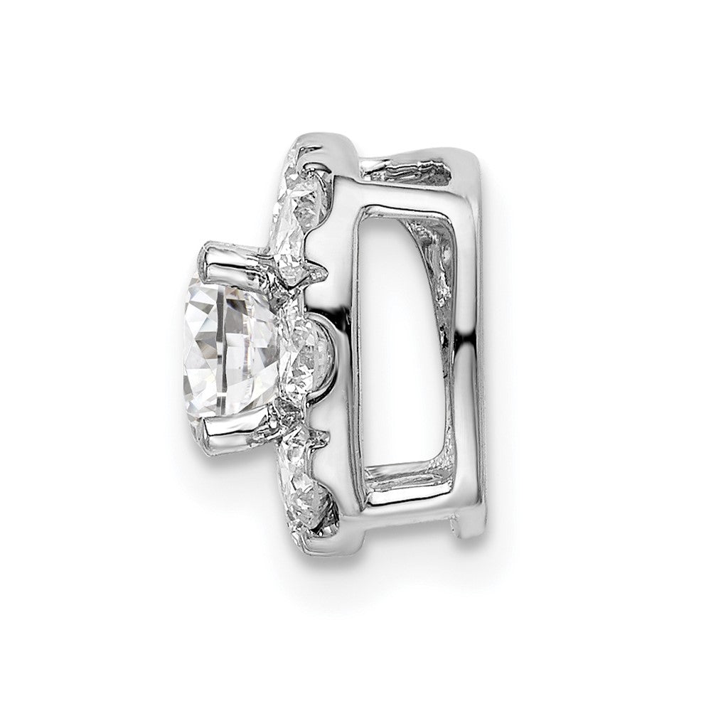 LGWP 14k White Gold 1 carat Lab Grown Diamond VS/SI+ G+ Complete Cushion Halo Chain Slide Pendant