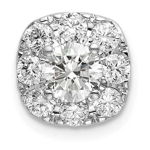 LGWP 14k White Gold 1 carat Lab Grown Diamond VS/SI+ G+ Complete Cushion Halo Chain Slide Pendant