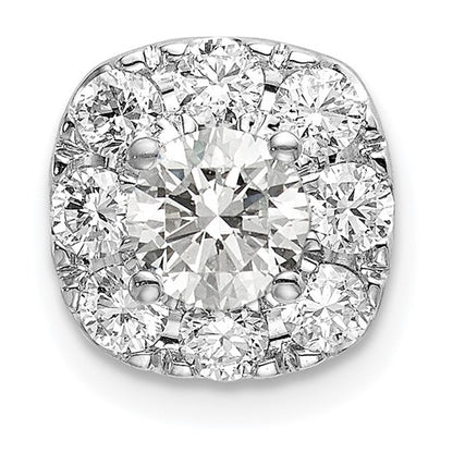 LGWP 14k White Gold 1 carat Lab Grown Diamond VS/SI+ G+ Complete Cushion Halo Chain Slide Pendant