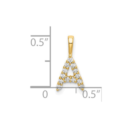 LGYP 14k 1/8 carat Lab Grown Diamond VS/SI+ G+ Complete Letter A Initial Pendant