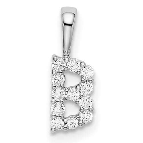 LGWP 14k White Gold 1/8 carat Lab Grown Diamond VS/SI+ G+ Complete Letter B Intitial Pendant