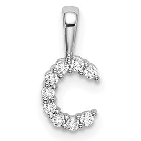 LGWP 14k White Gold 1/10 carat Lab Grown Diamond VS/SI+ G+ Complete Letter C Initial Pendant