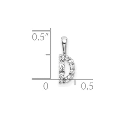 LGWP 14k White Gold 1/10 carat Lab Grown Diamond VS/SI+ G+ Complete Letter D Initial Pendant