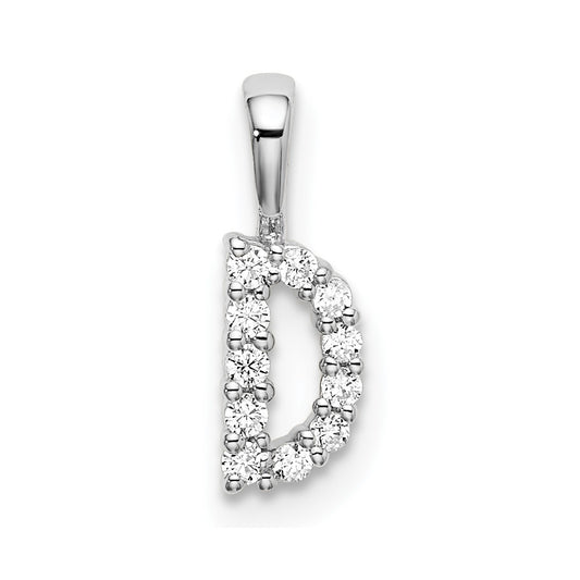 LGWP 14k White Gold 1/10 carat Lab Grown Diamond VS/SI+ G+ Complete Letter D Initial Pendant