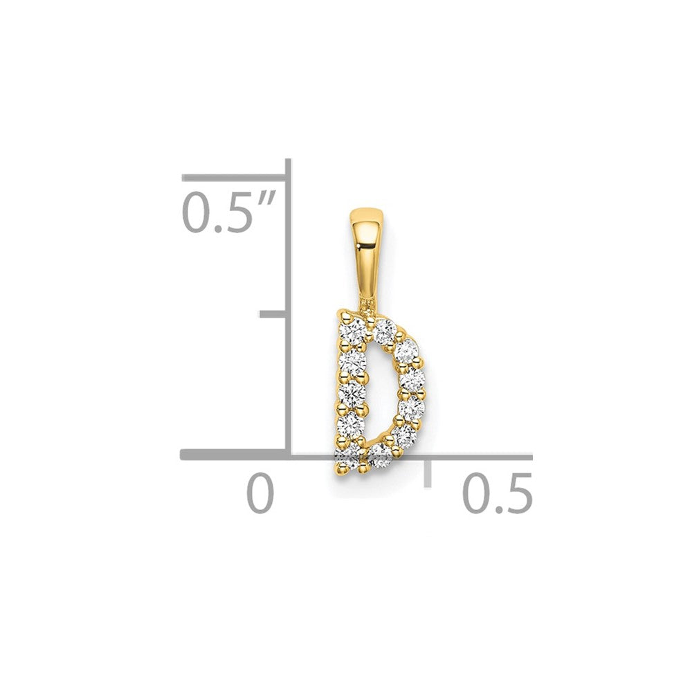 LGYP 14k 1/10 carat Lab Grown Diamond VS/SI+ G+ Complete Letter D Initial Pendant