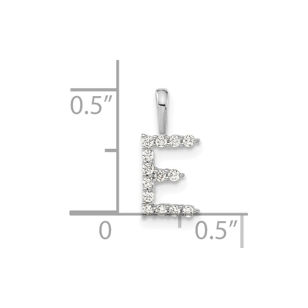 LGWP 14k White Gold 1/8 carat Lab Grown Diamond VS/SI+ G+ Complete Letter E Initial Pendant