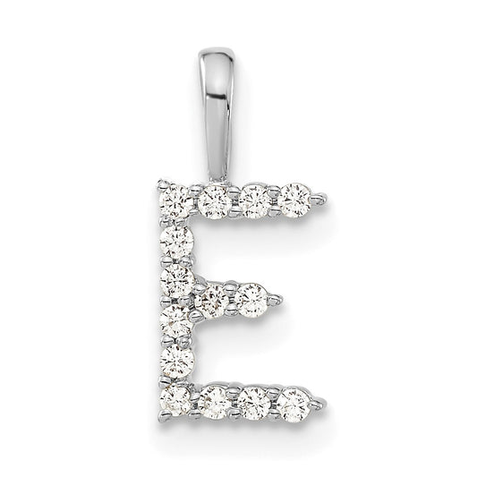 LGWP 14k White Gold 1/8 carat Lab Grown Diamond VS/SI+ G+ Complete Letter E Initial Pendant