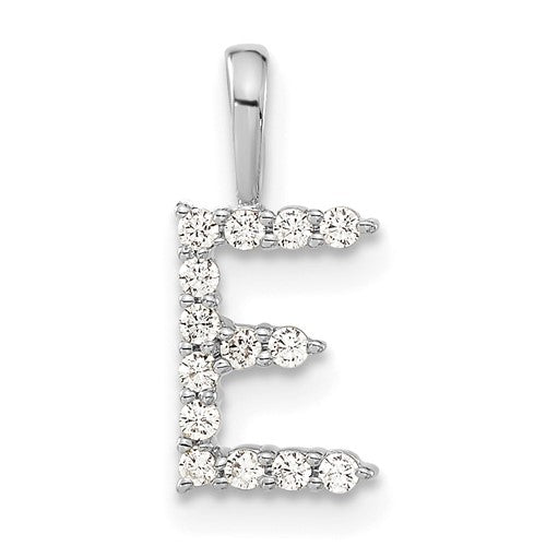 LGWP 14k White Gold 1/8 carat Lab Grown Diamond VS/SI+ G+ Complete Letter E Initial Pendant