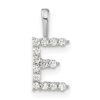 LGWP 14k White Gold 1/8 carat Lab Grown Diamond VS/SI+ G+ Complete Letter E Initial Pendant