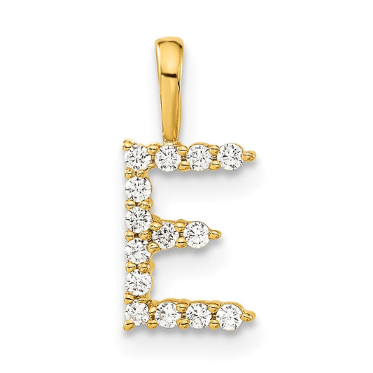 LGYP 14k 1/8 carat Lab Grown Diamond VS/SI+ G+ Complete Letter E Initial Pendant