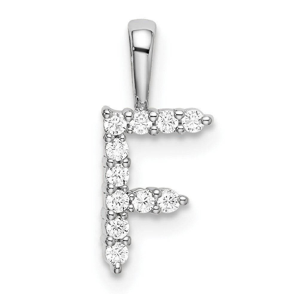 LGWP 14k White Gold 1/8 carat Lab Grown Diamond VS/SI+ G+ Complete Letter F Initial Pendant
