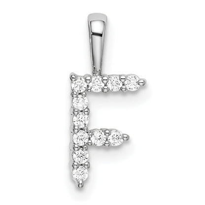 LGWP 14k White Gold 1/8 carat Lab Grown Diamond VS/SI+ G+ Complete Letter F Initial Pendant