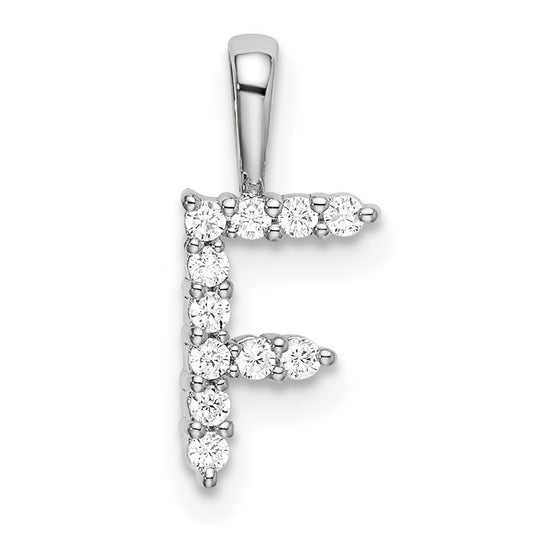 LGWP 14k White Gold 1/8 carat Lab Grown Diamond VS/SI+ G+ Complete Letter F Initial Pendant