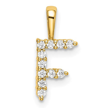 LGYP 14k 1/8 carat Lab Grown Diamond VS/SI+ G+ Complete Letter F Initial Pendant
