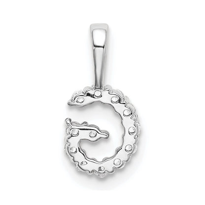 LGWP 14k White Gold 1/8 carat Lab Grown Diamond VS/SI+ G+ Complete Letter G Intitial Pendant