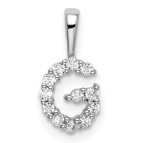 LGWP 14k White Gold 1/8 carat Lab Grown Diamond VS/SI+ G+ Complete Letter G Intitial Pendant