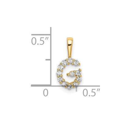 LGYP 14k 1/8 carat Lab Grown Diamond VS/SI+ G+ Complete Letter G Intitial Pendant