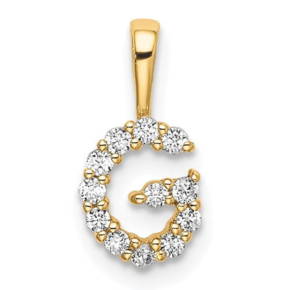 LGYP 14k 1/8 carat Lab Grown Diamond VS/SI+ G+ Complete Letter G Intitial Pendant