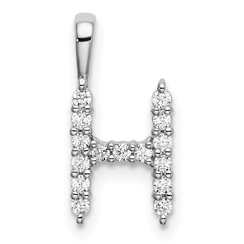 LGGI 14k White Gold 1/6 carat Lab Grown Diamond VS/SI+ G+ Complete Letter H Initial Pendant
