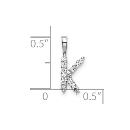 LGWP 14k White Gold 1/8 carat Lab Grown Diamond VS/SI+ G+ Complete Letter K Initial Pendant