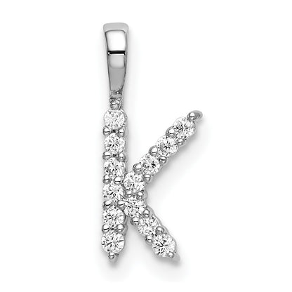 LGWP 14k White Gold 1/8 carat Lab Grown Diamond VS/SI+ G+ Complete Letter K Initial Pendant