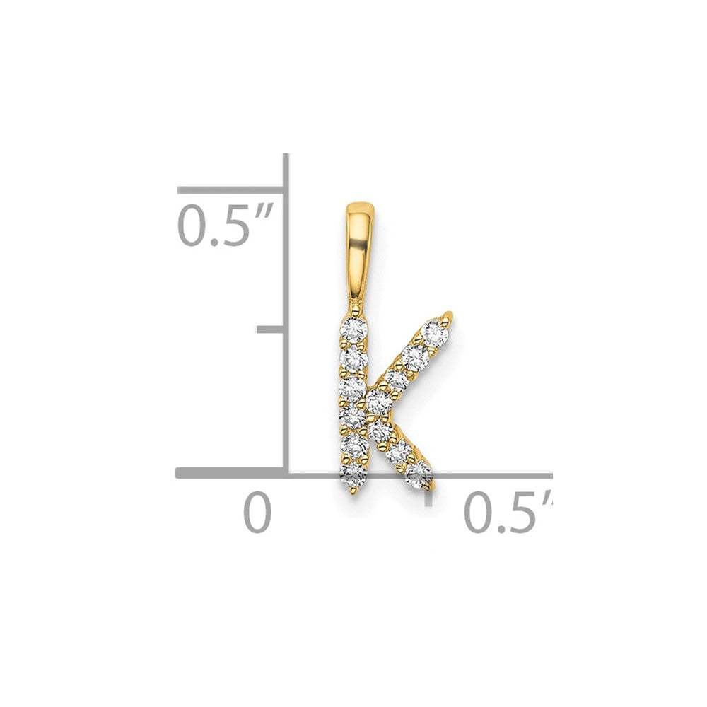 LGYP 14k 1/8 carat Lab Grown Diamond VS/SI+ G+ Complete Letter K Initial Pendant