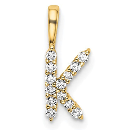 LGYP 14k 1/8 carat Lab Grown Diamond VS/SI+ G+ Complete Letter K Initial Pendant
